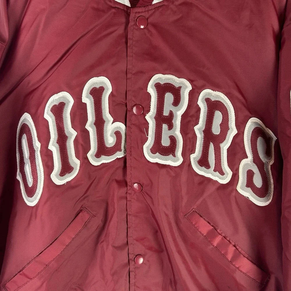 Vintage‎ DeLong Athletic Jacket Oilers Red Made in USA Mens Large 80s 90s